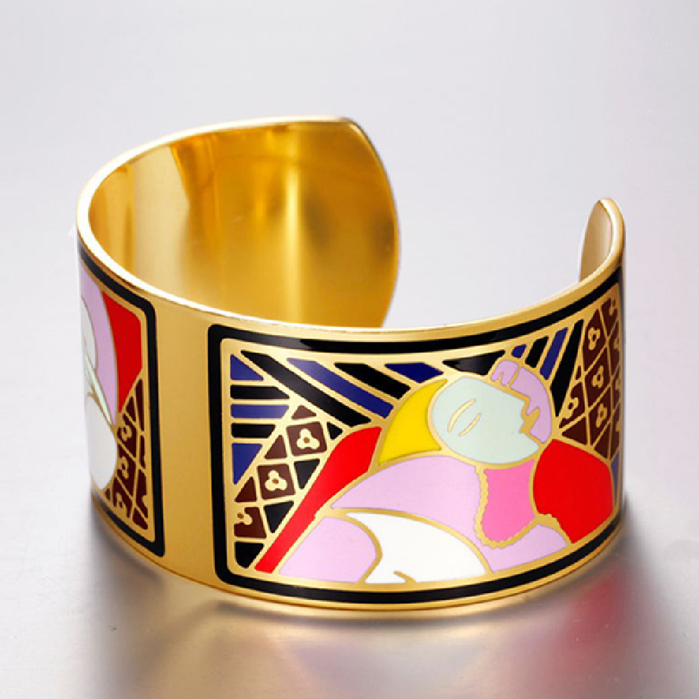 Women's Enamel Bracelet - Gold 65mm