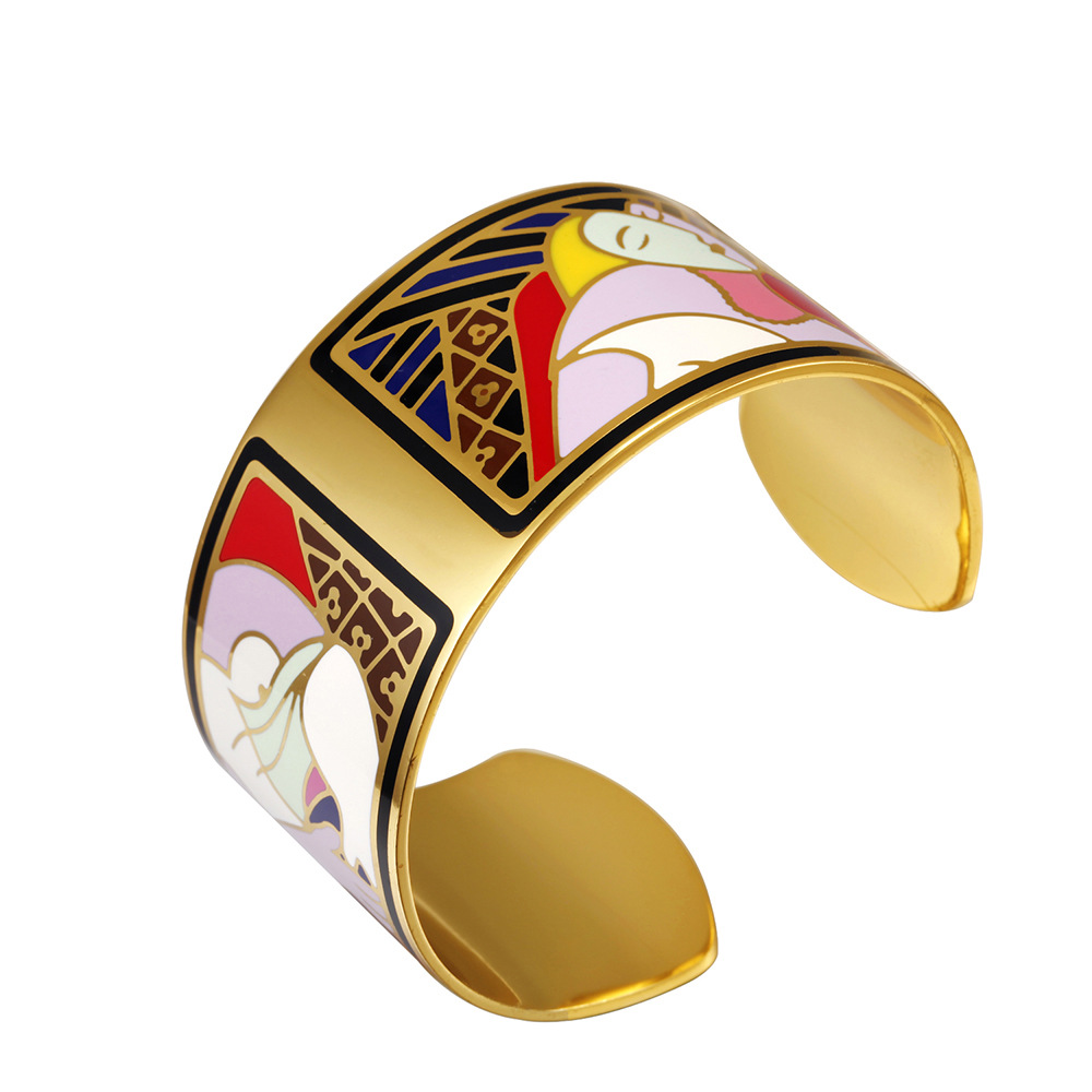 Women's Enamel Bracelet - Gold 62mm