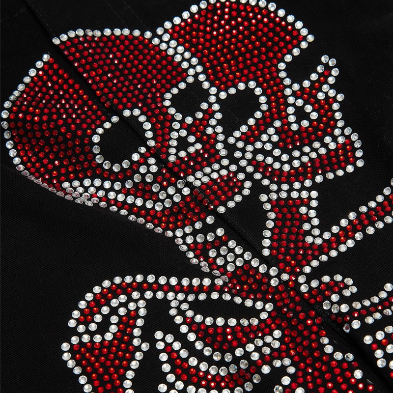 Rhinestone Printed Gothic Jeans 4