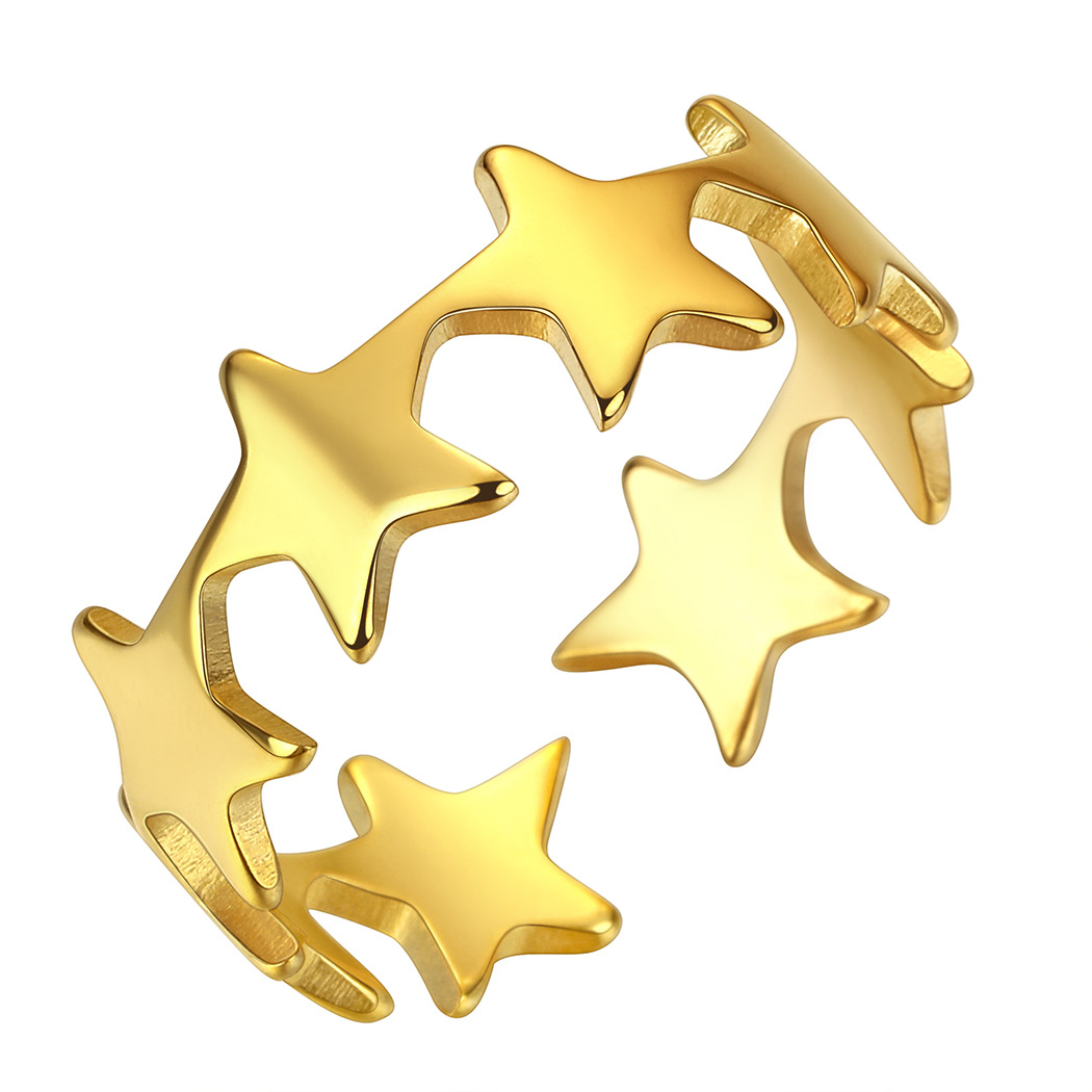 Small Star Adjustable Ring - Steel