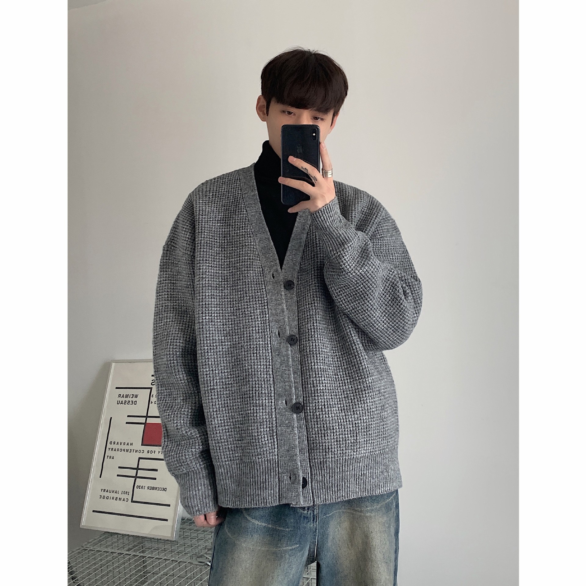 Men's Light Business Commute Solid Color Knitted Jacket Image 7