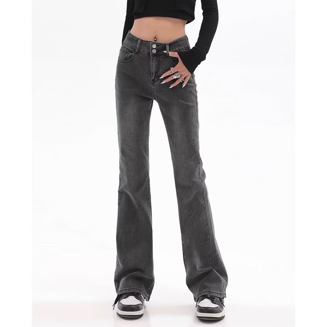Model Wearing Flared Jeans