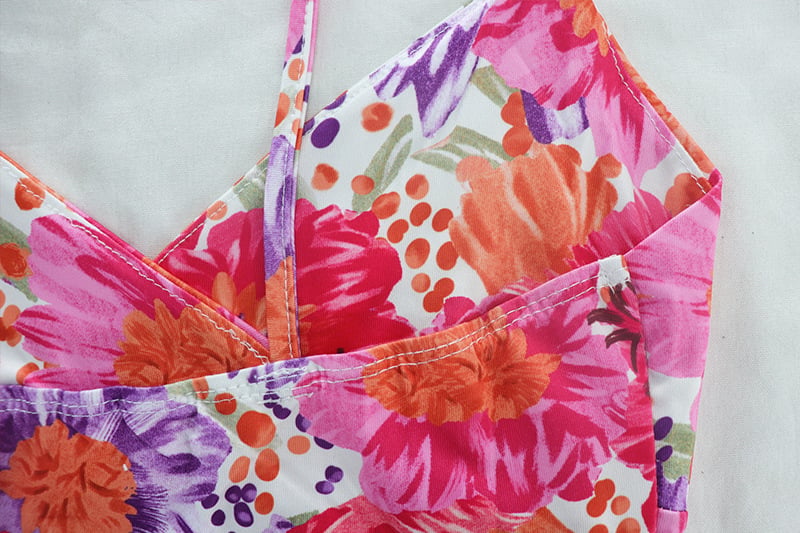 Digital Printed V‑Neck Suspender Dress with Split — lightweight milk‑silk summer dress 1