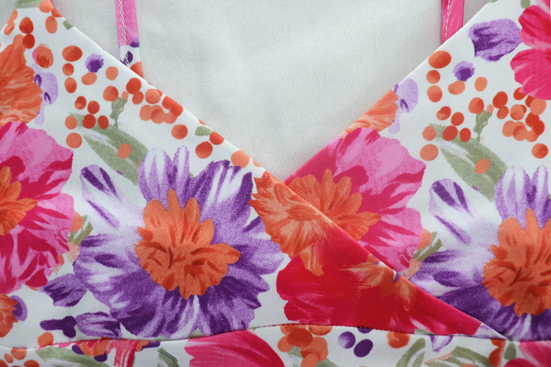 Digital Printed V‑Neck Suspender Dress with Split — lightweight milk‑silk summer dress 9