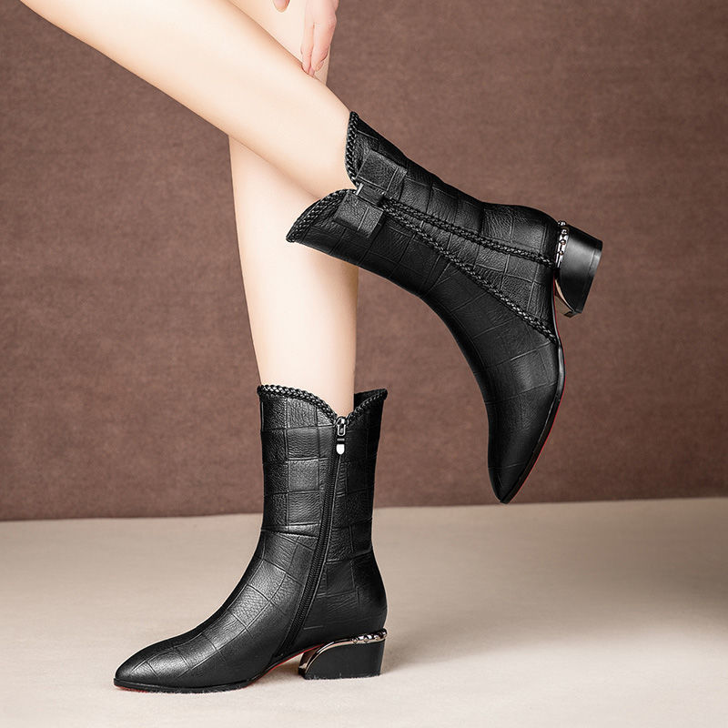 Fashion All-match Thick-heeled Martin Boots 3