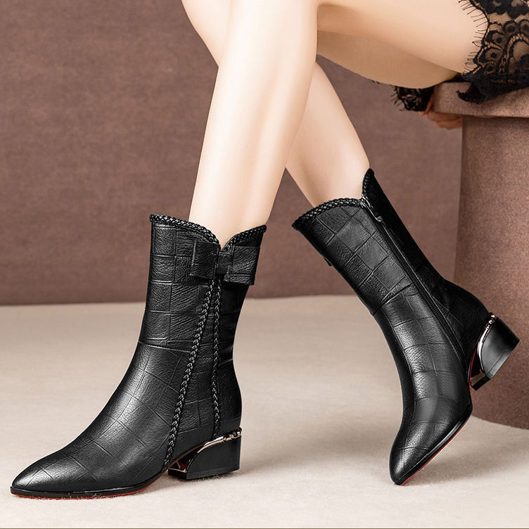 Fashion All-match Thick-heeled Martin Boots 4