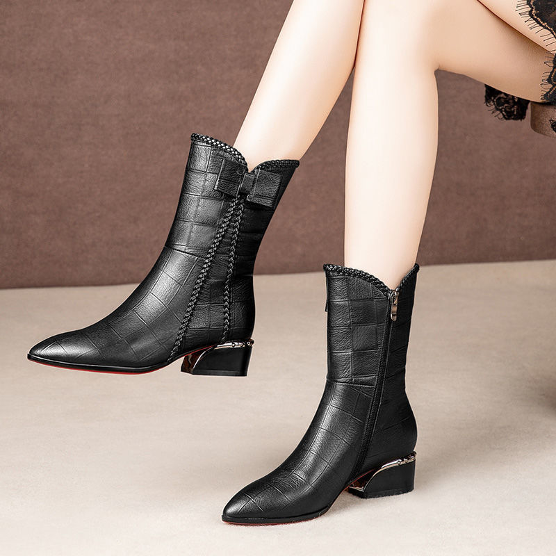 Fashion All-match Thick-heeled Martin Boots 1