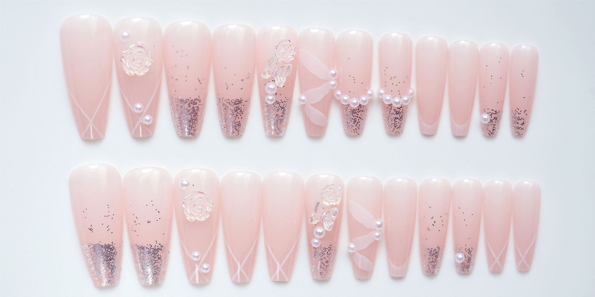 Rose Ribbon Fake Nail Tip 2