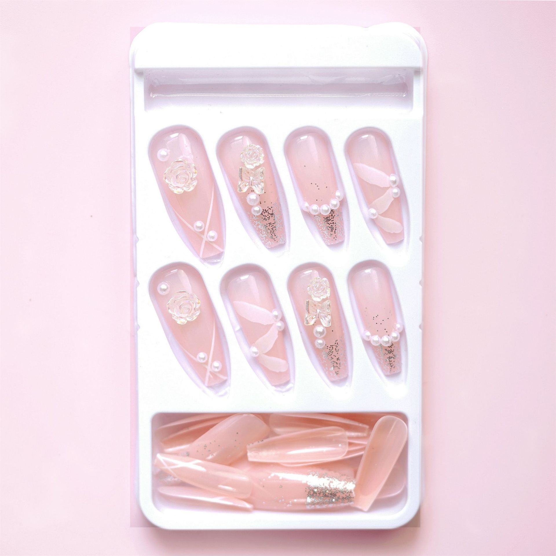 Rose Ribbon Fake Nail Tip 5