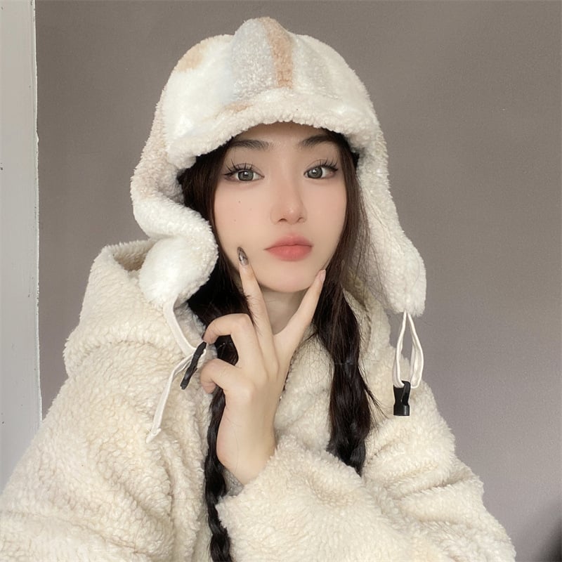 Lamb Velvet Color Block Hat
