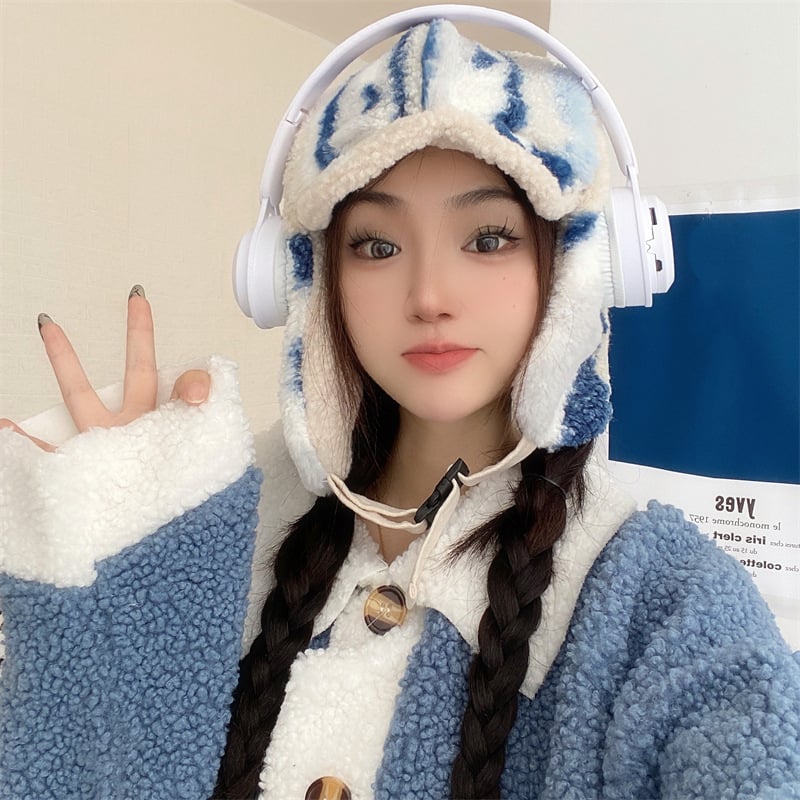 Lamb Velvet Color Block Hat