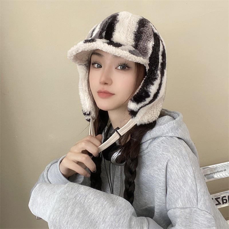 Lamb Velvet Color Block Hat
