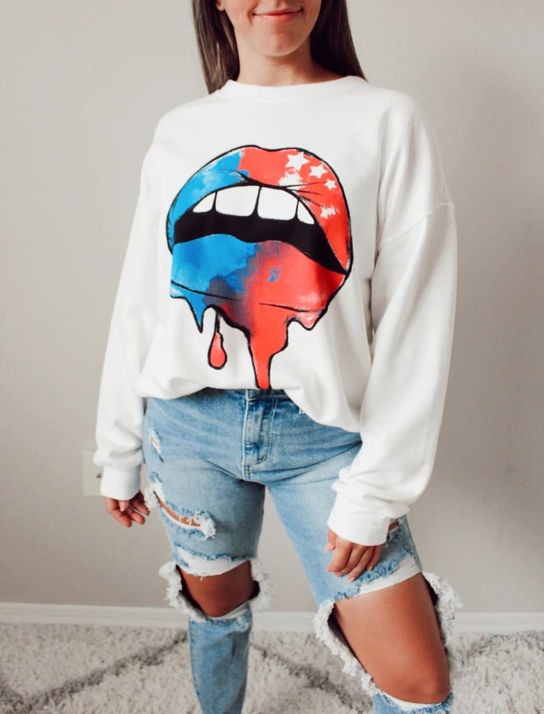 Eyelash Lip Print Sweatshirt