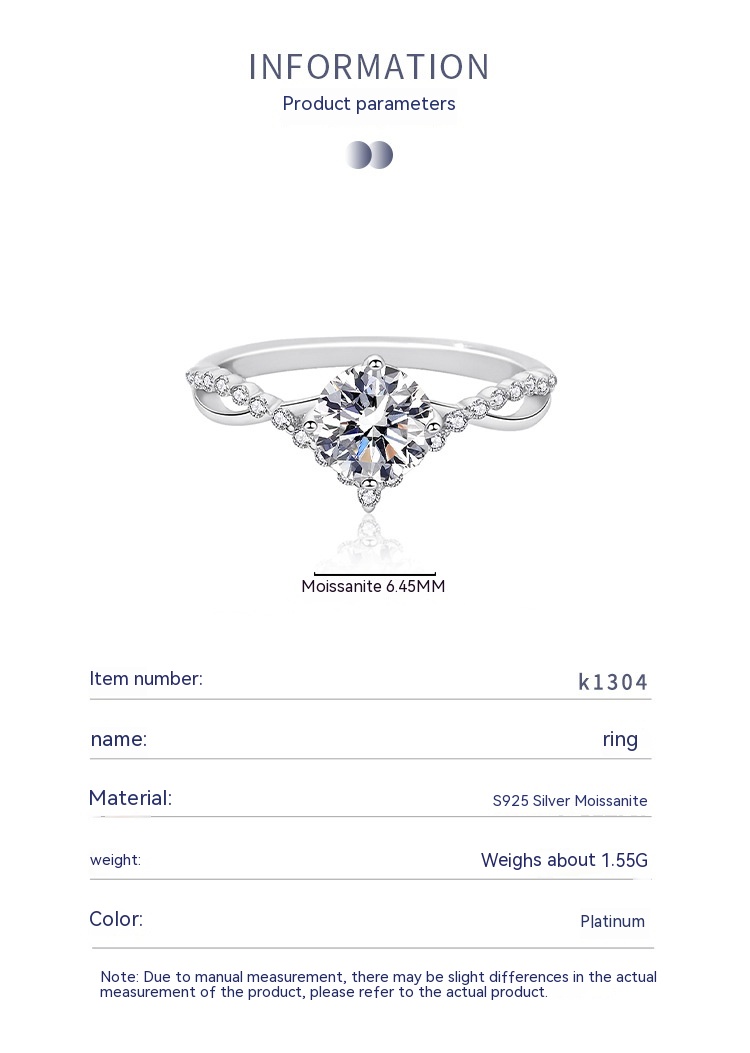 925 Sterling Silver Moissanite Ring 9