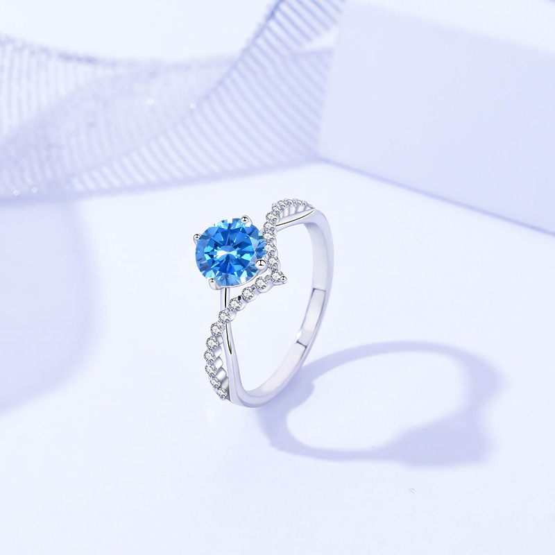 925 Sterling Silver Moissanite Ring 7
