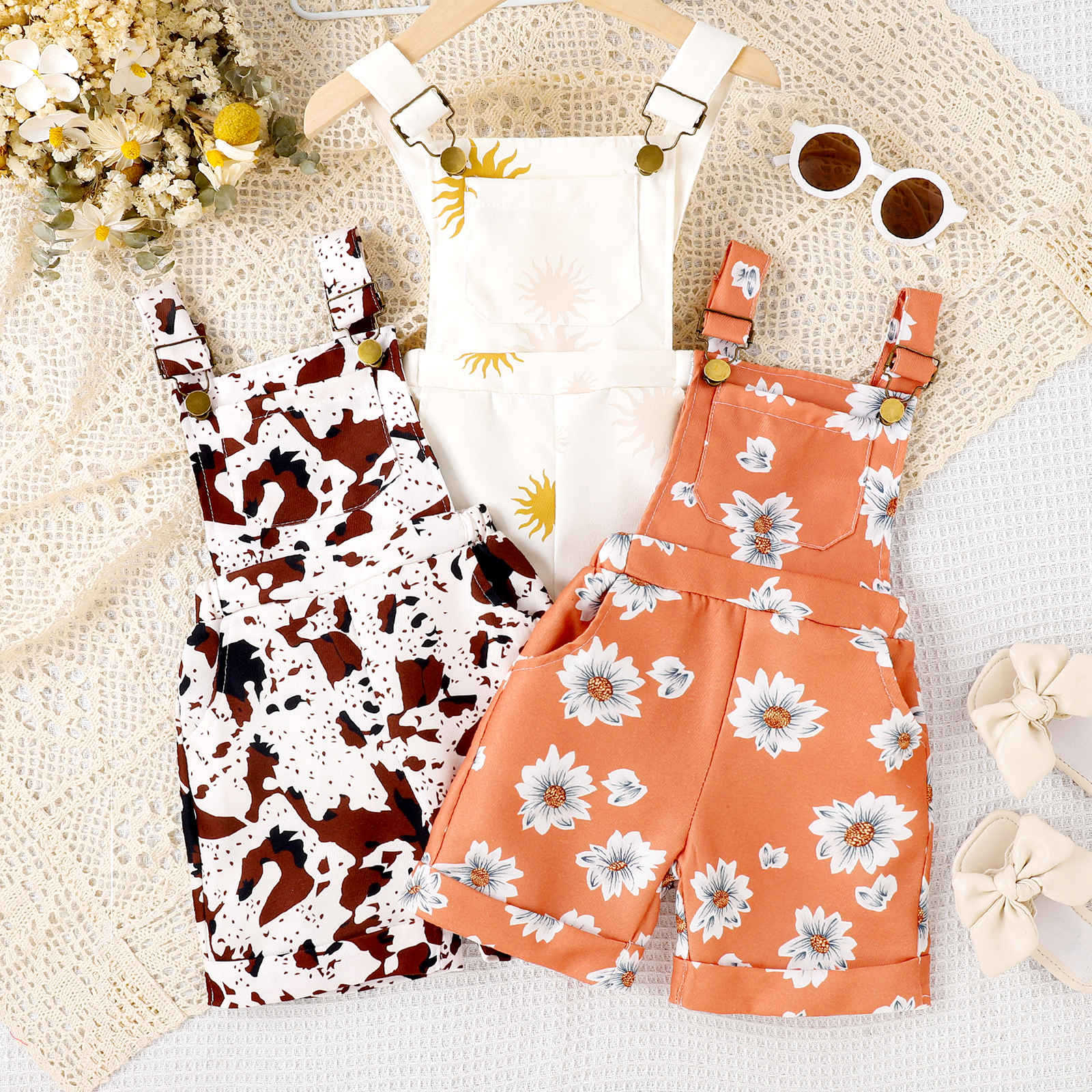 Flower Leopard Print Suspender Pants