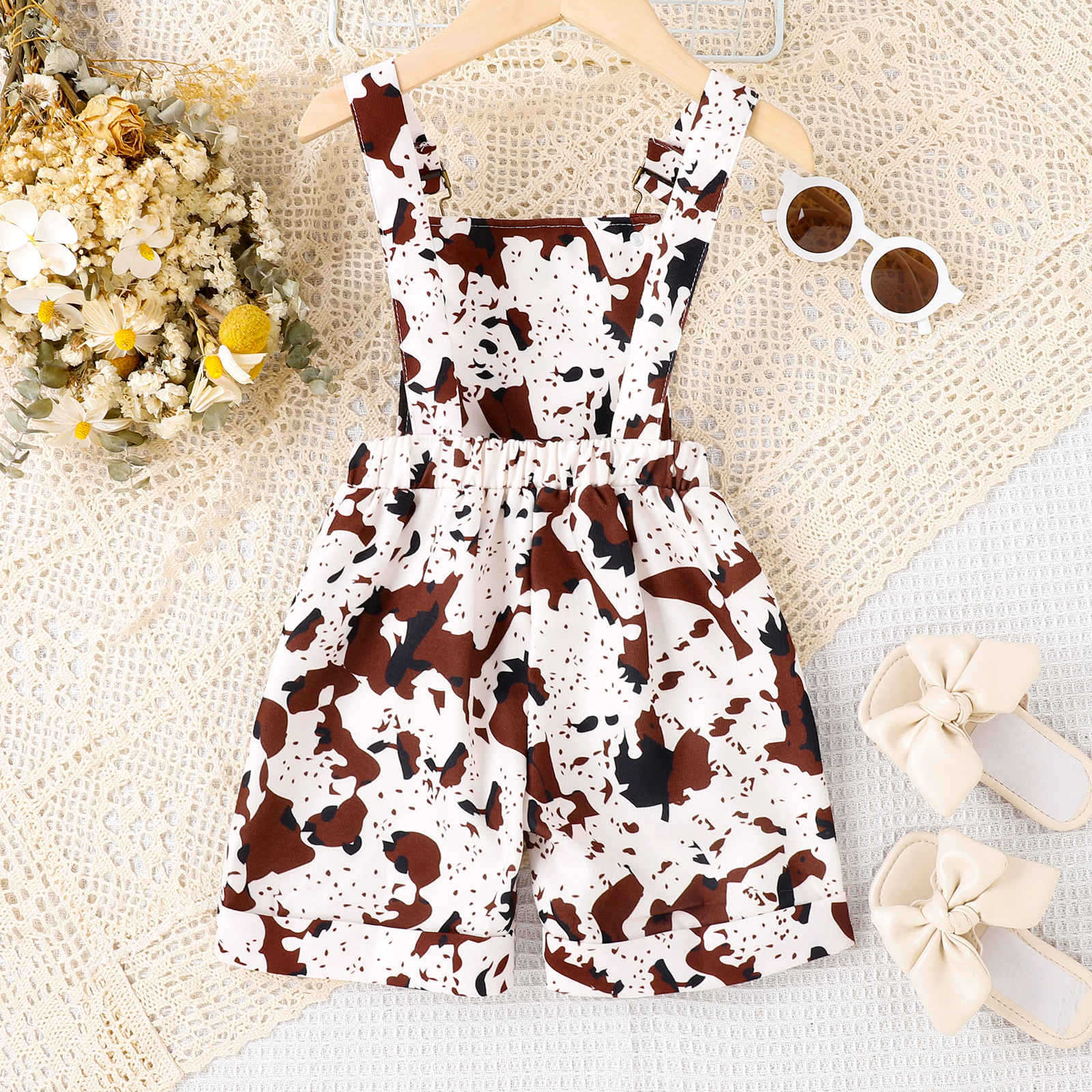 Flower Leopard Print Suspender Pants