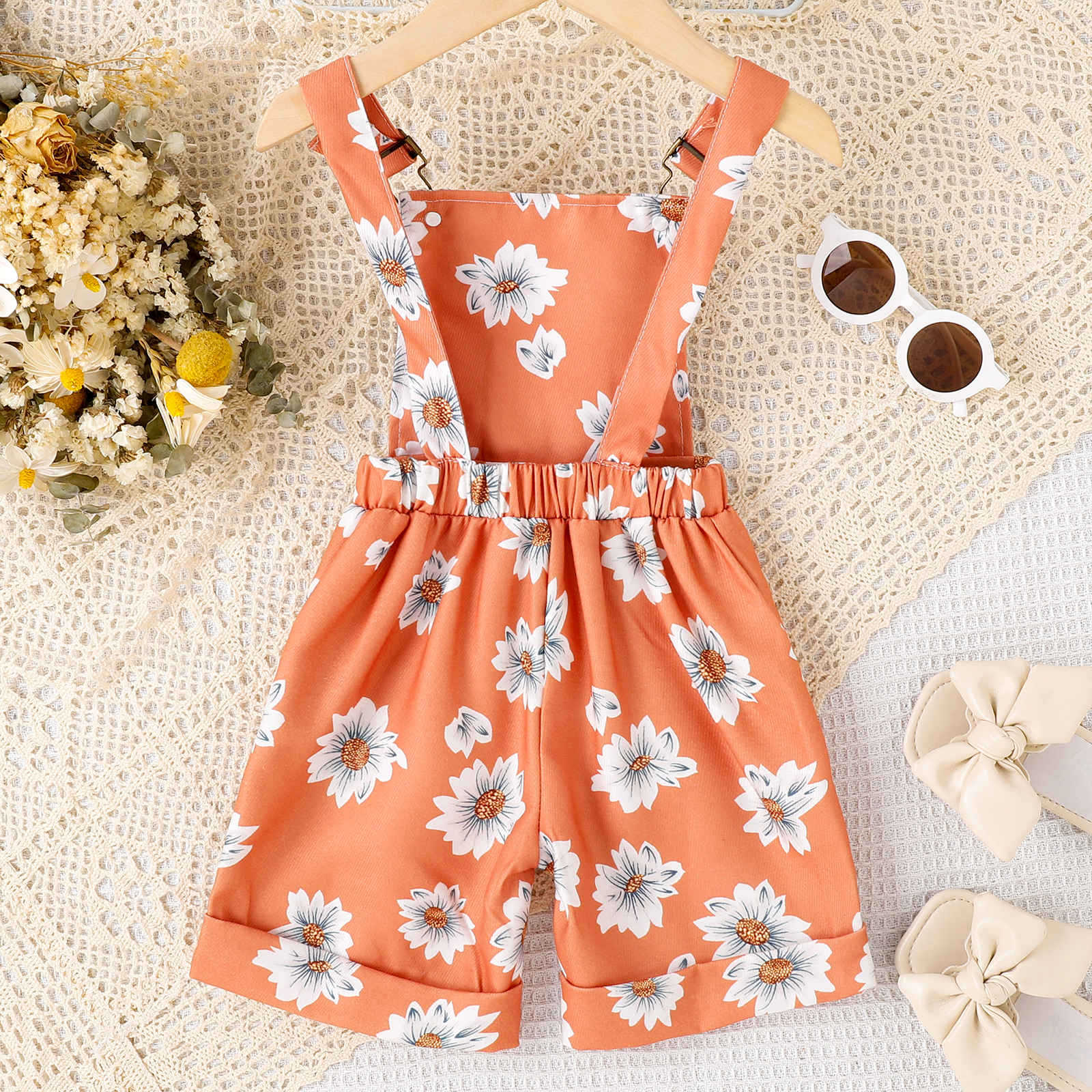 Flower Leopard Print Suspender Pants