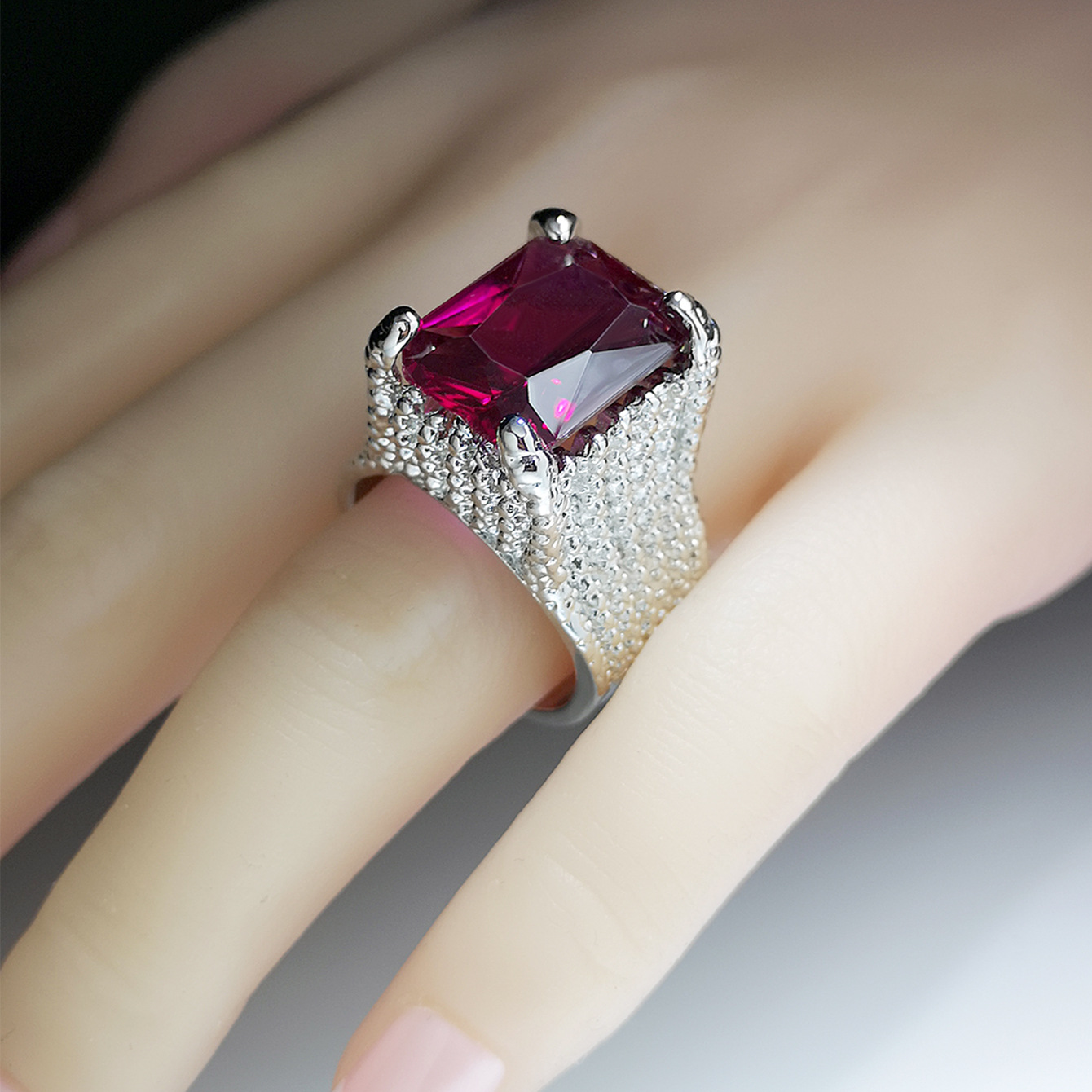 Square Ruby Ring Close-up