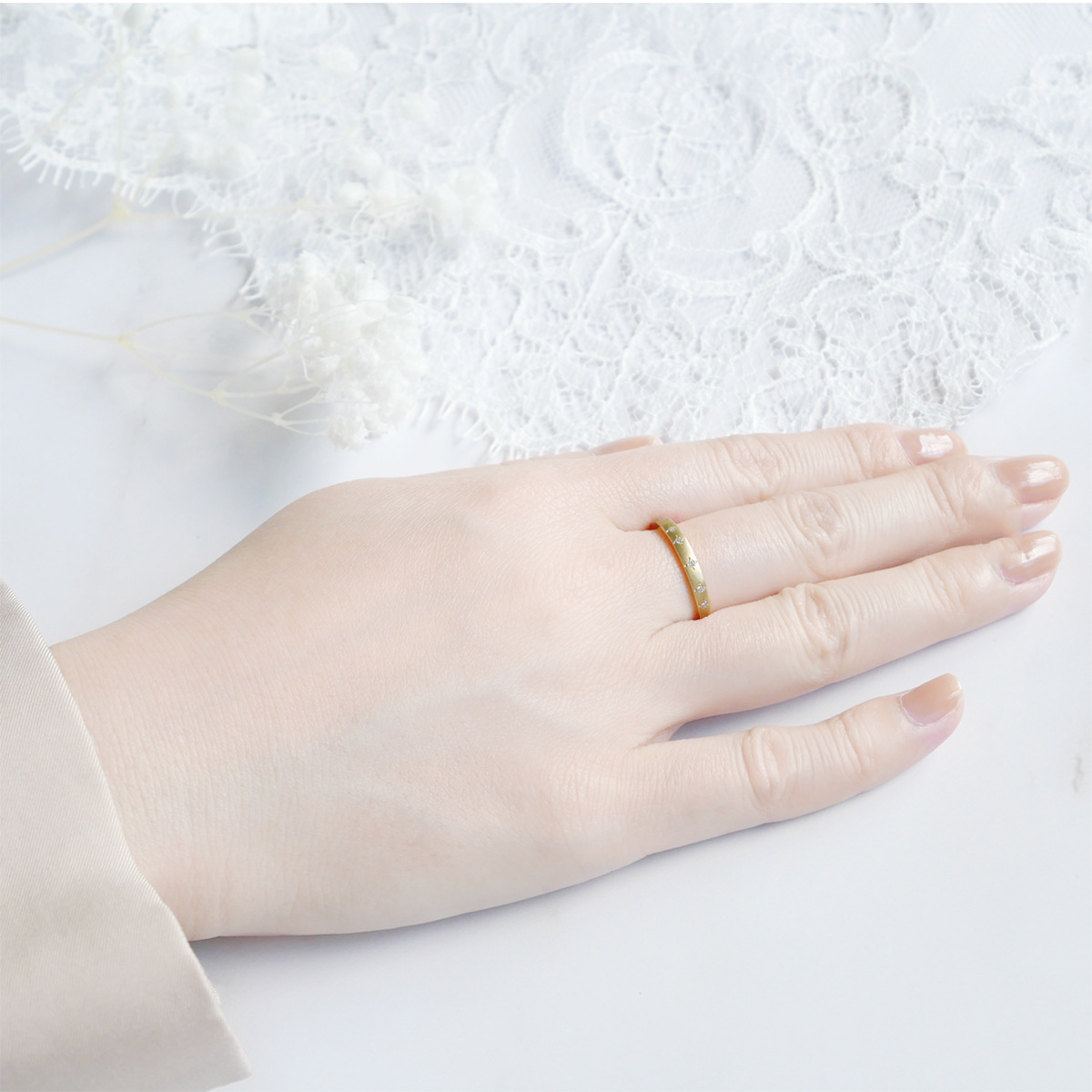 Starry Zircon Brushed Ring 2
