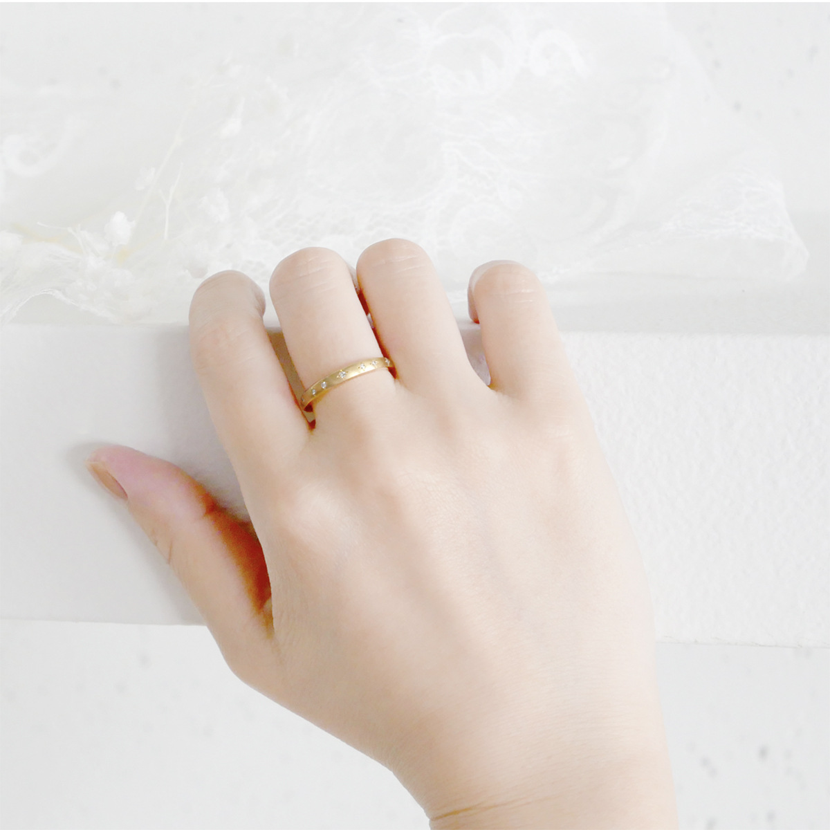 Starry Zircon Brushed Ring 3