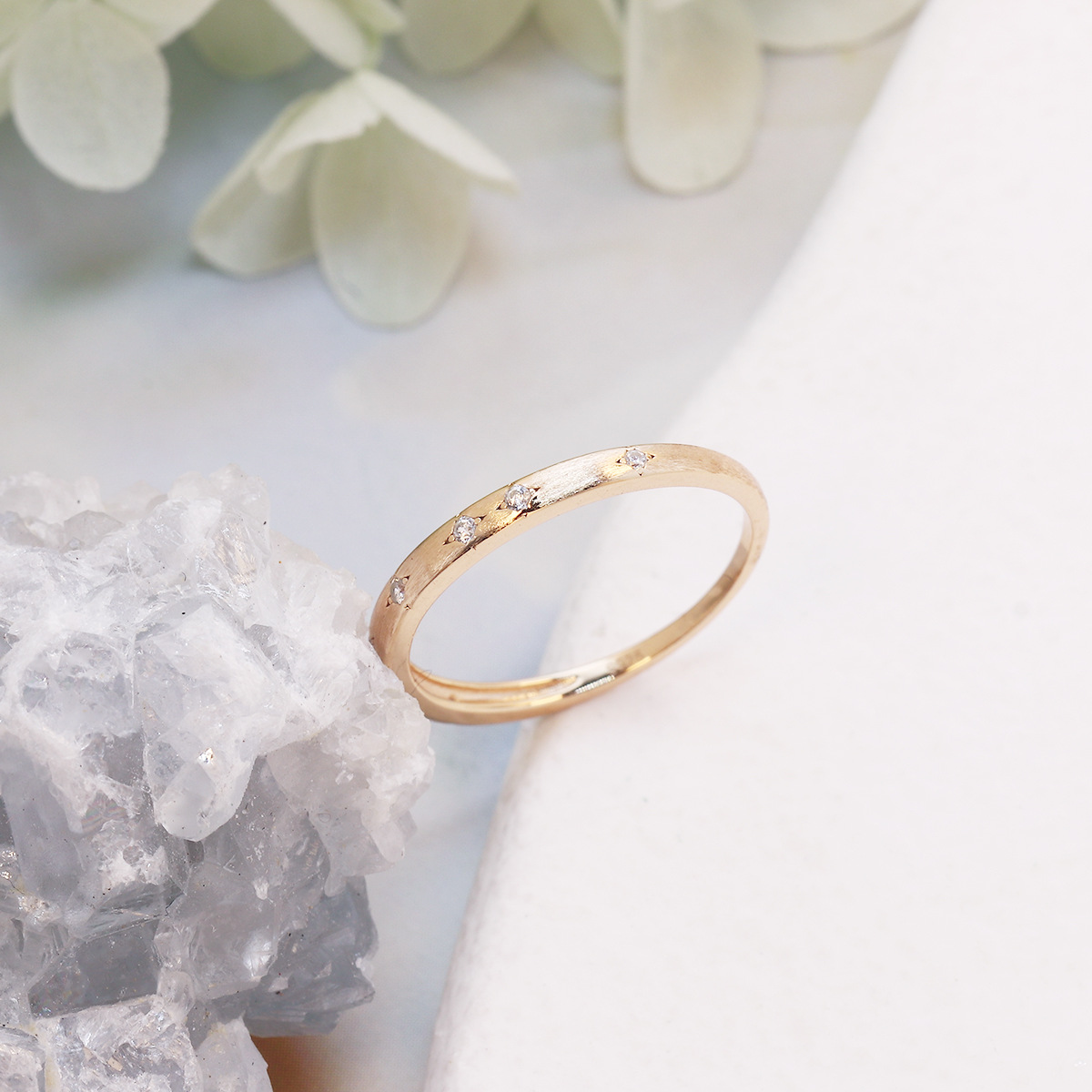 Starry Zircon Brushed Ring 4