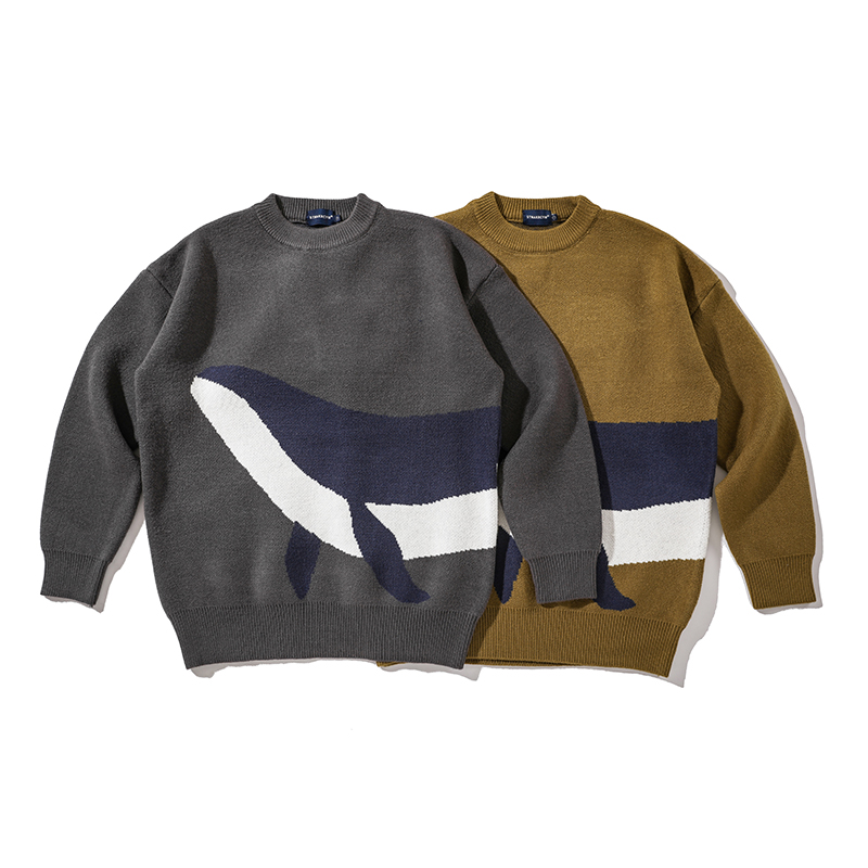 Japanese Vintage Whale Round Neck Sweater - Image 5