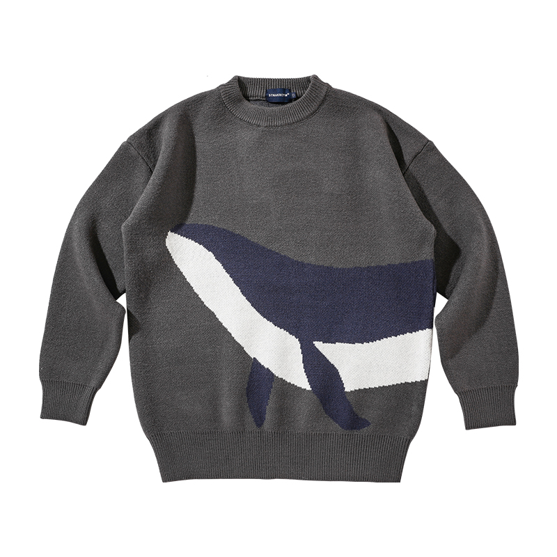 Japanese Vintage Whale Round Neck Sweater - Image 6