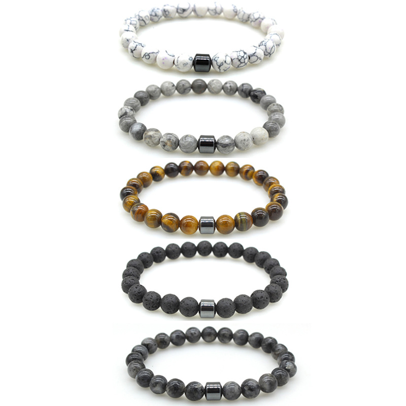 Tigereye Volcanic Rock Map Stone Bracelet Image 1