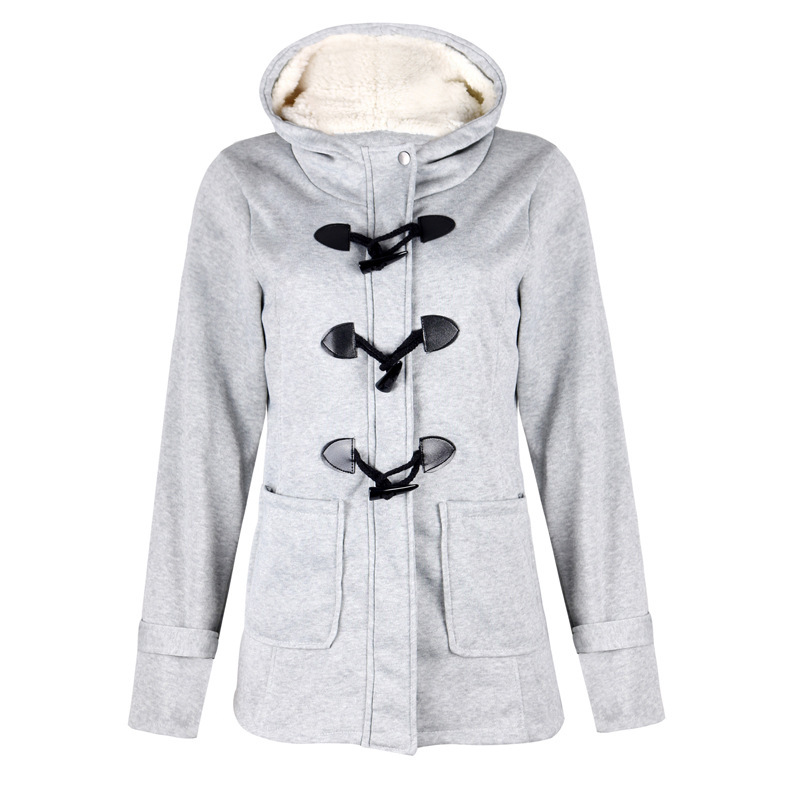Women Warm Hooded Wool Double Button Coat - Styled Look
