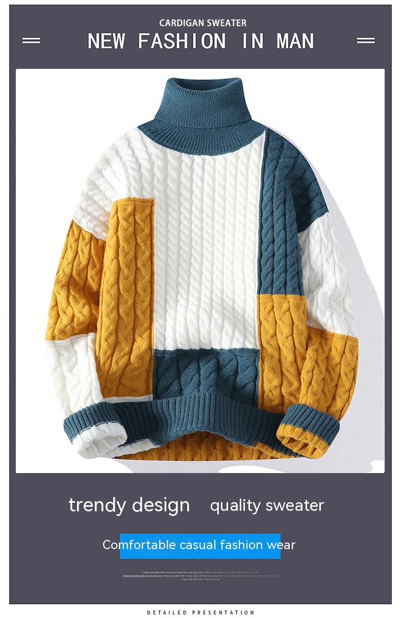 Couple Wear Turtleneck Pullover Thick Sweater