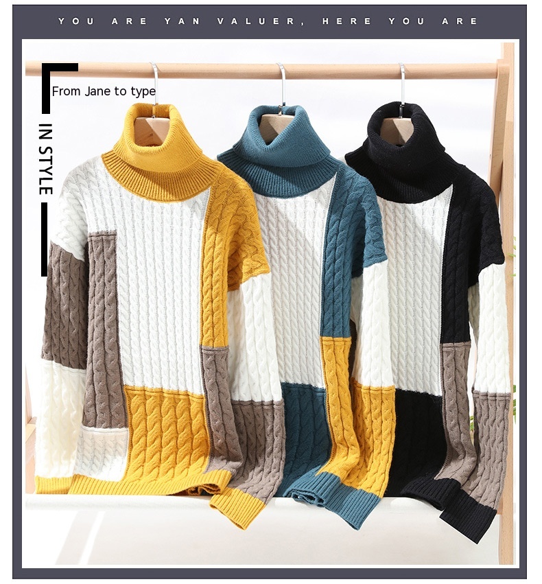Couple Wear Turtleneck Pullover Thick Sweater