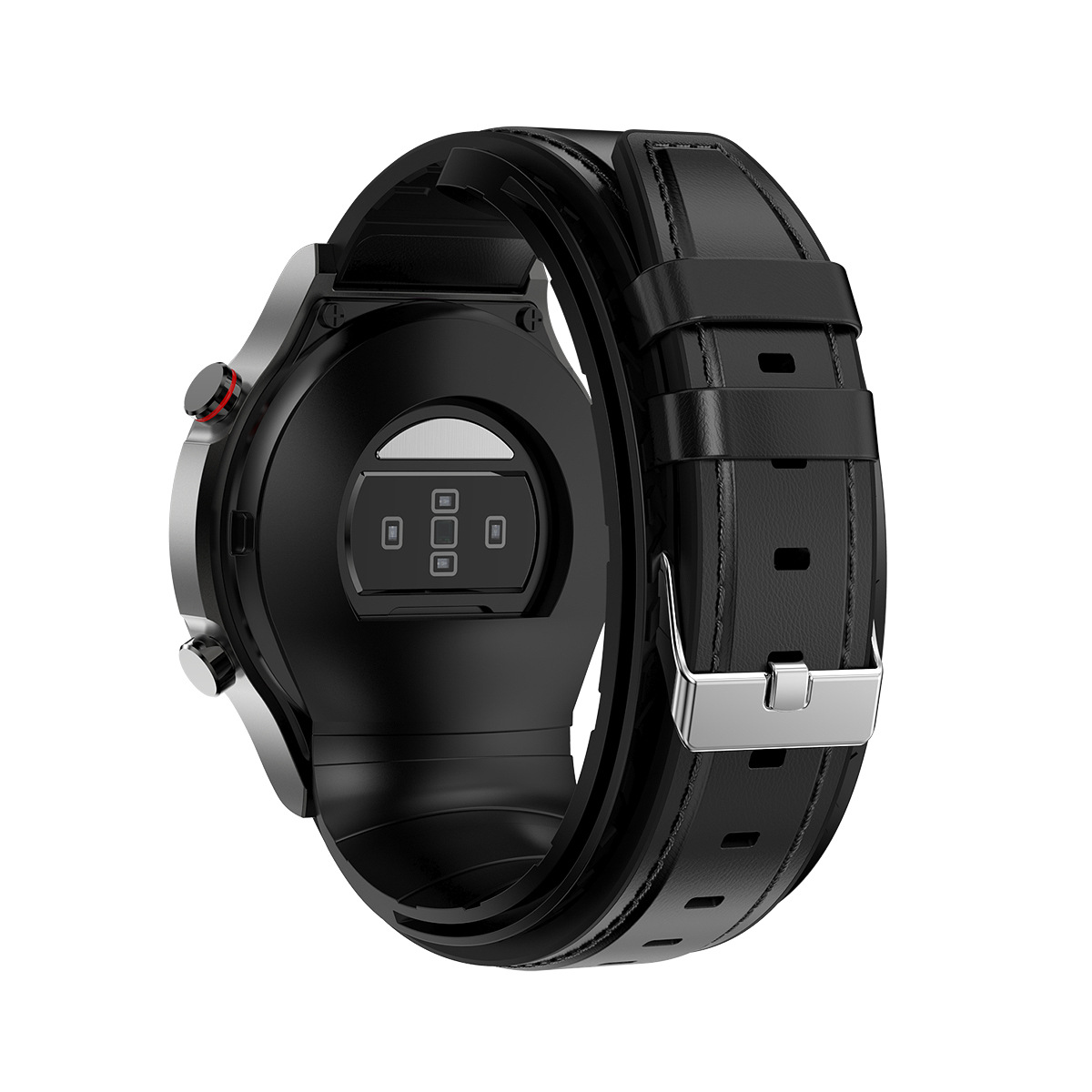 Smart Watch with Black Leather Strap