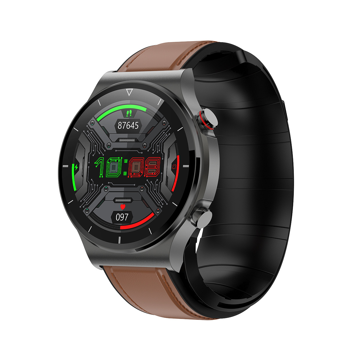 Smart Watch with Black Silicone Strap