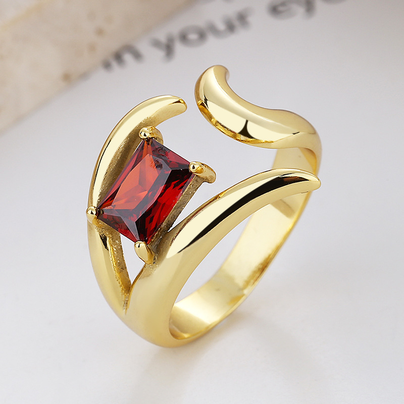 Close-up of Red Zircon Ring