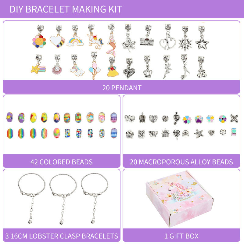 Children's Large Hole Beads Crystal DIY Bracelet Gift Set Image 2