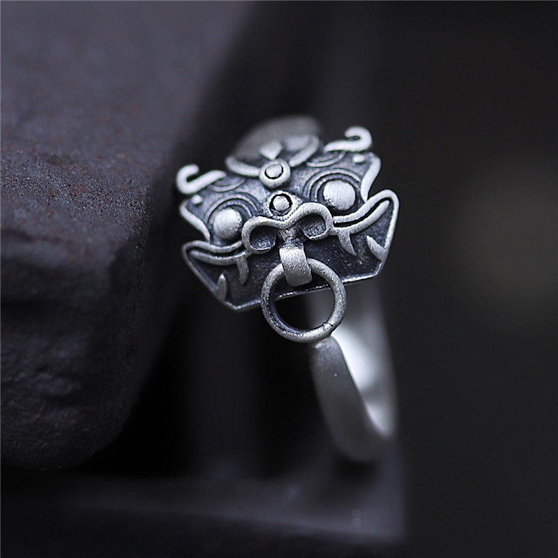 Thai Silver Animal Head Ring Image 3