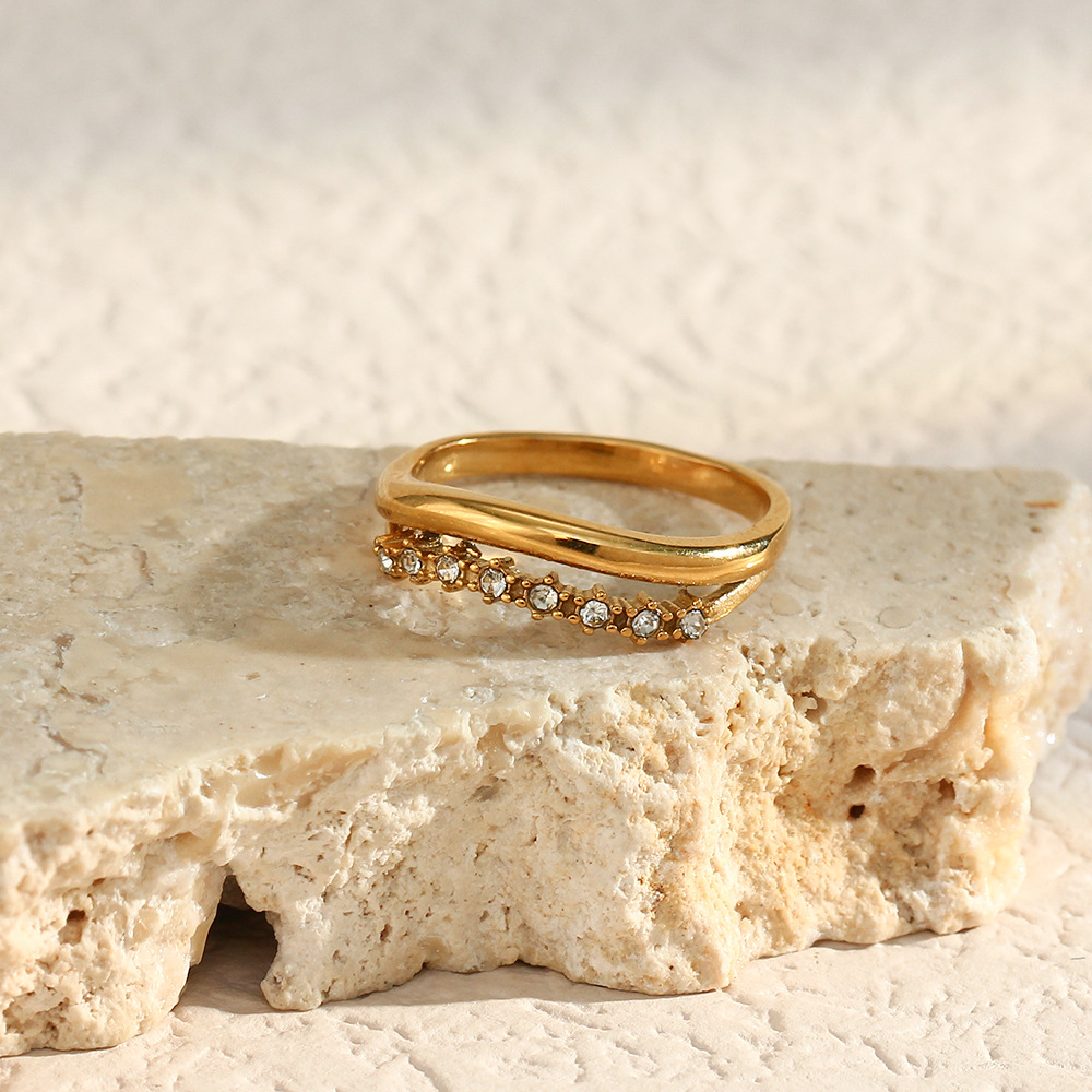 Adeline Diamond Simulant Gold Ring Image 1