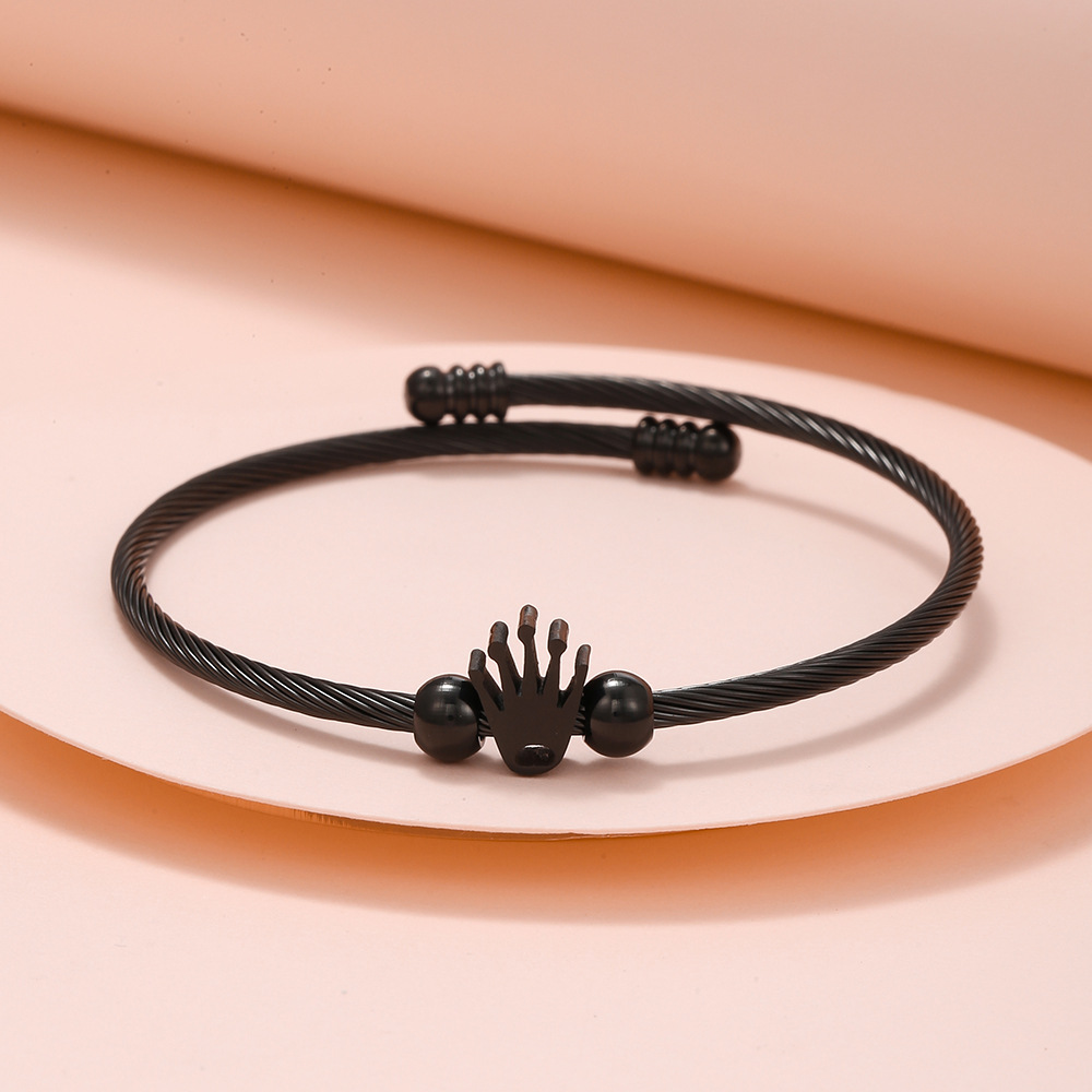 Stainless Steel Bracelet Crown - Gun Black