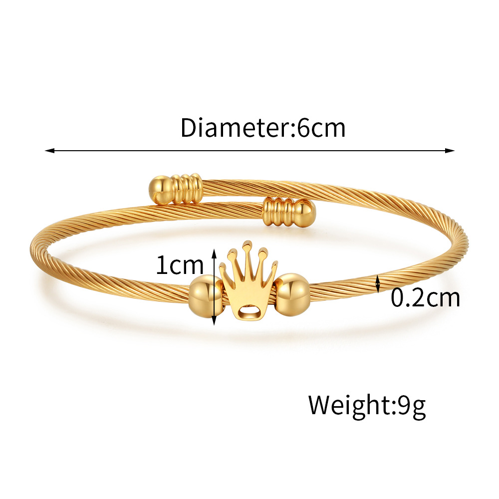 Stainless Steel Bracelet Crown - Gold