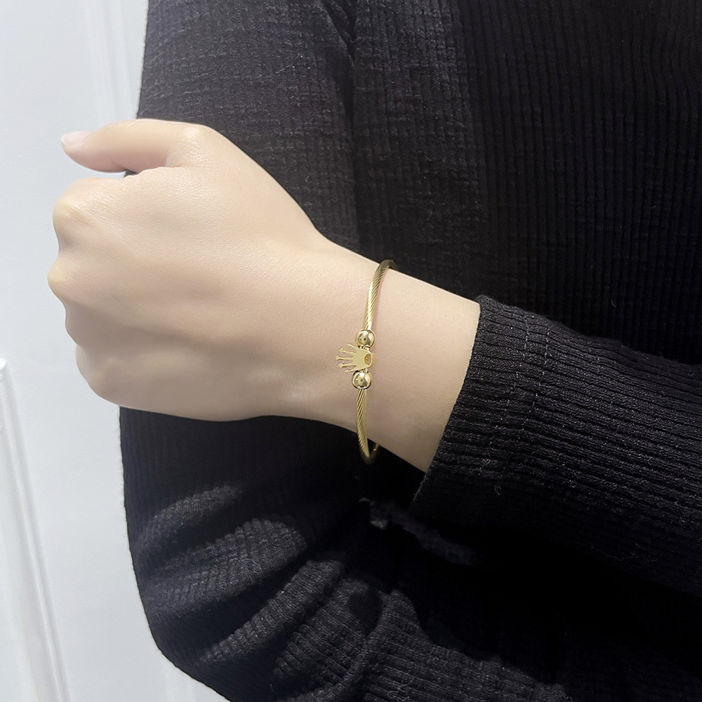 Stainless Steel Bracelet Crown - Silver