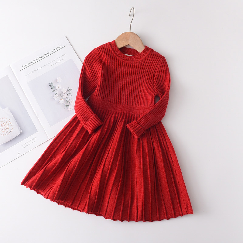Children's wool dress in red