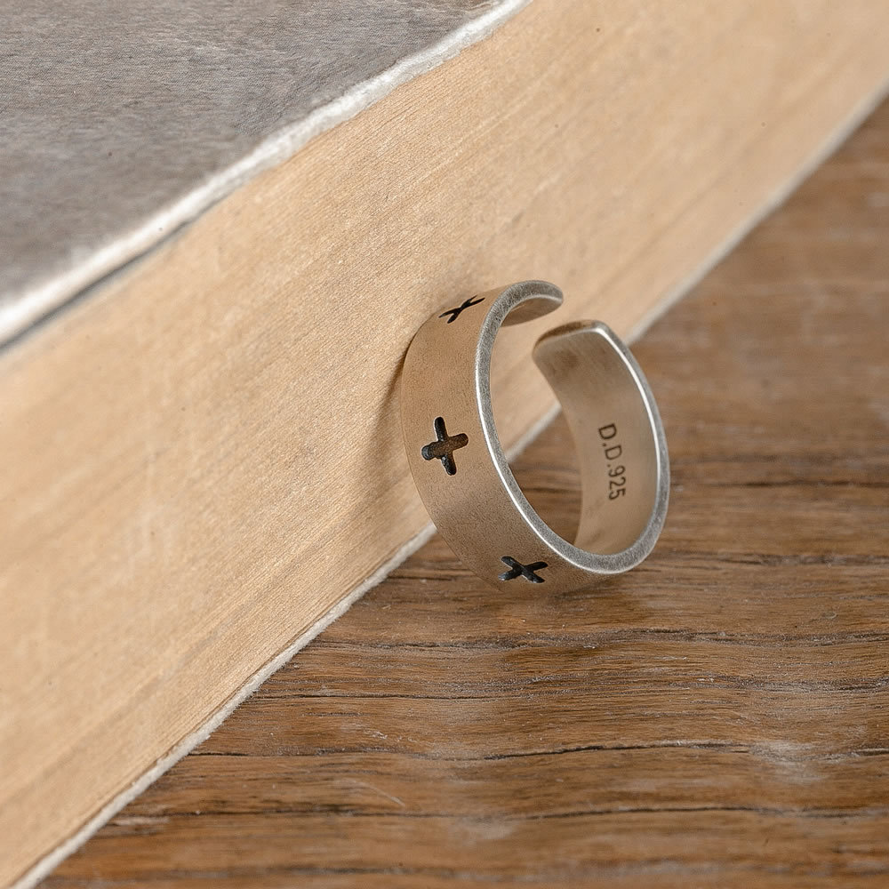 Retro Personality S925 Sterling Silver Cross Ring 8