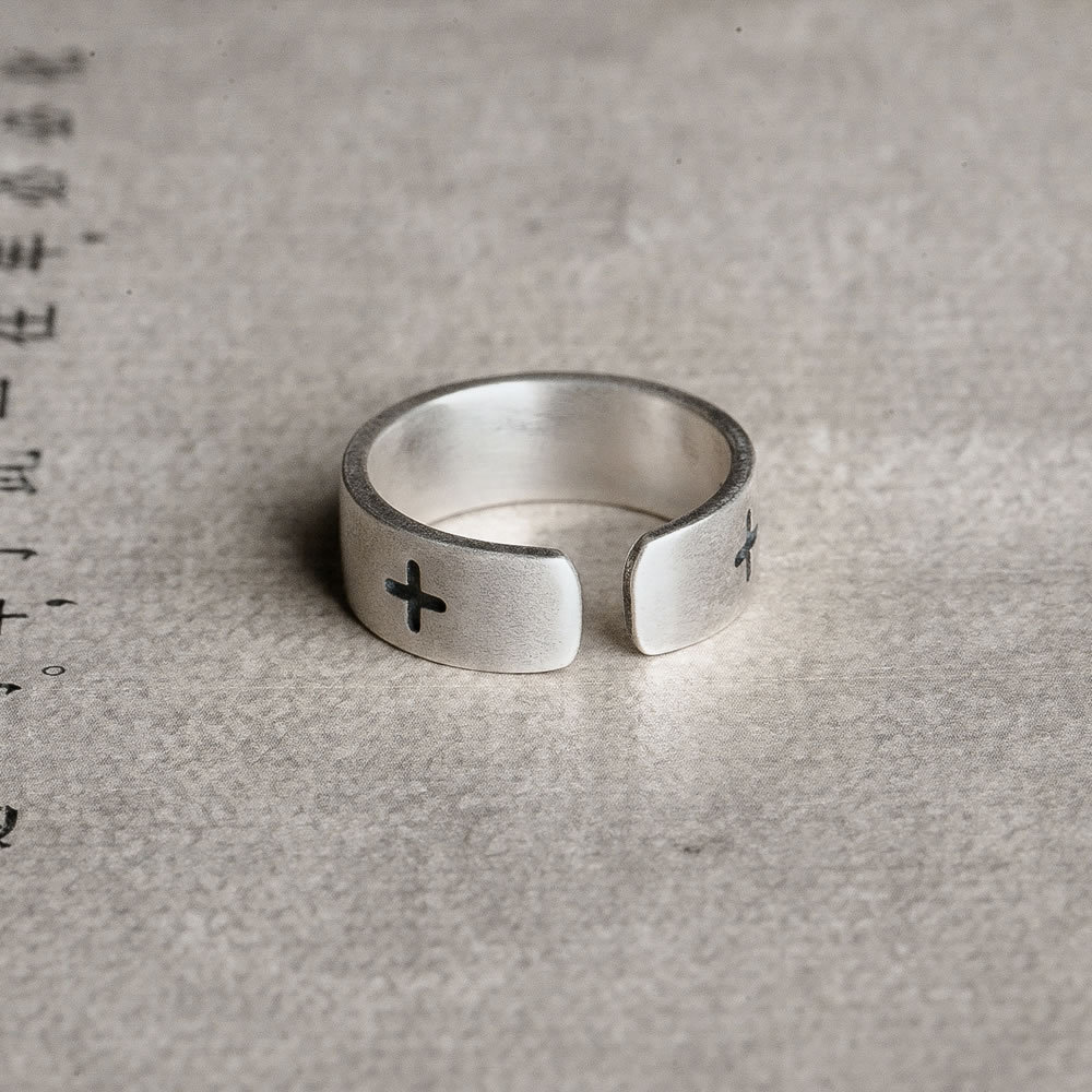 Retro Personality S925 Sterling Silver Cross Ring 5