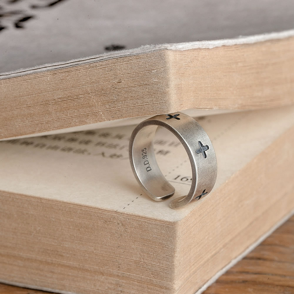 Retro Personality S925 Sterling Silver Cross Ring 7