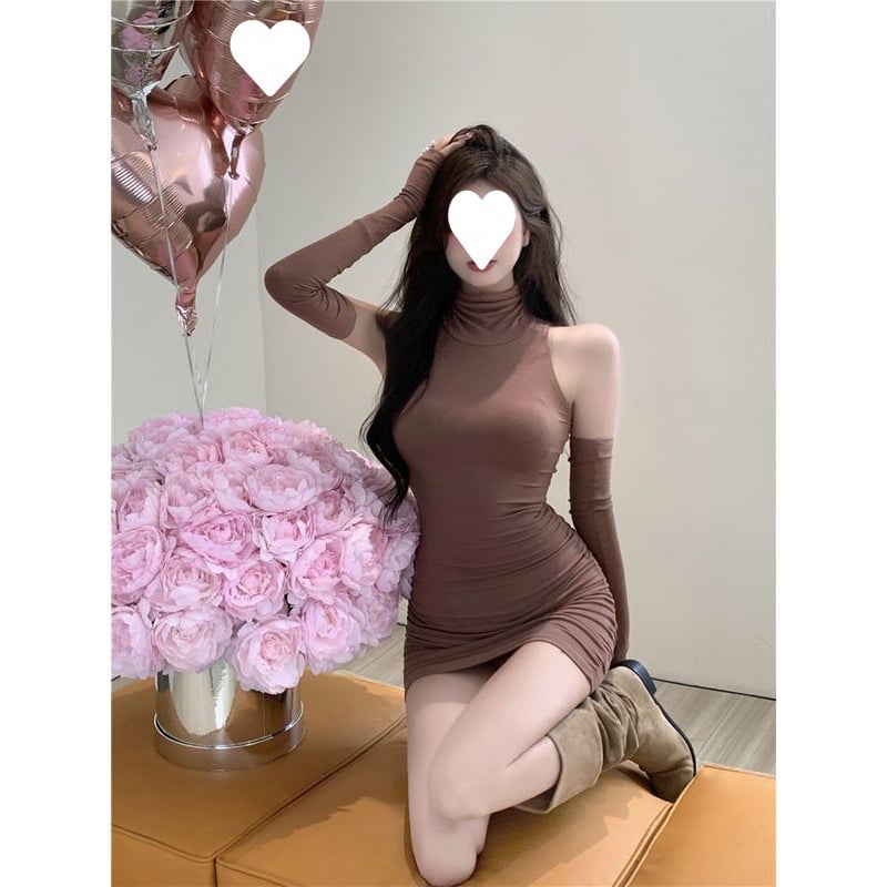 Sexy Turtleneck Vest Oversleeve Dress Image 3