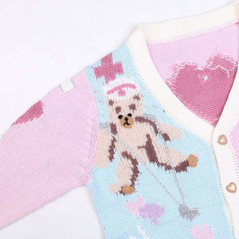Cartoon Bear Cardigan Image 3