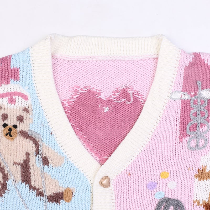 Cartoon Bear Cardigan Image 4