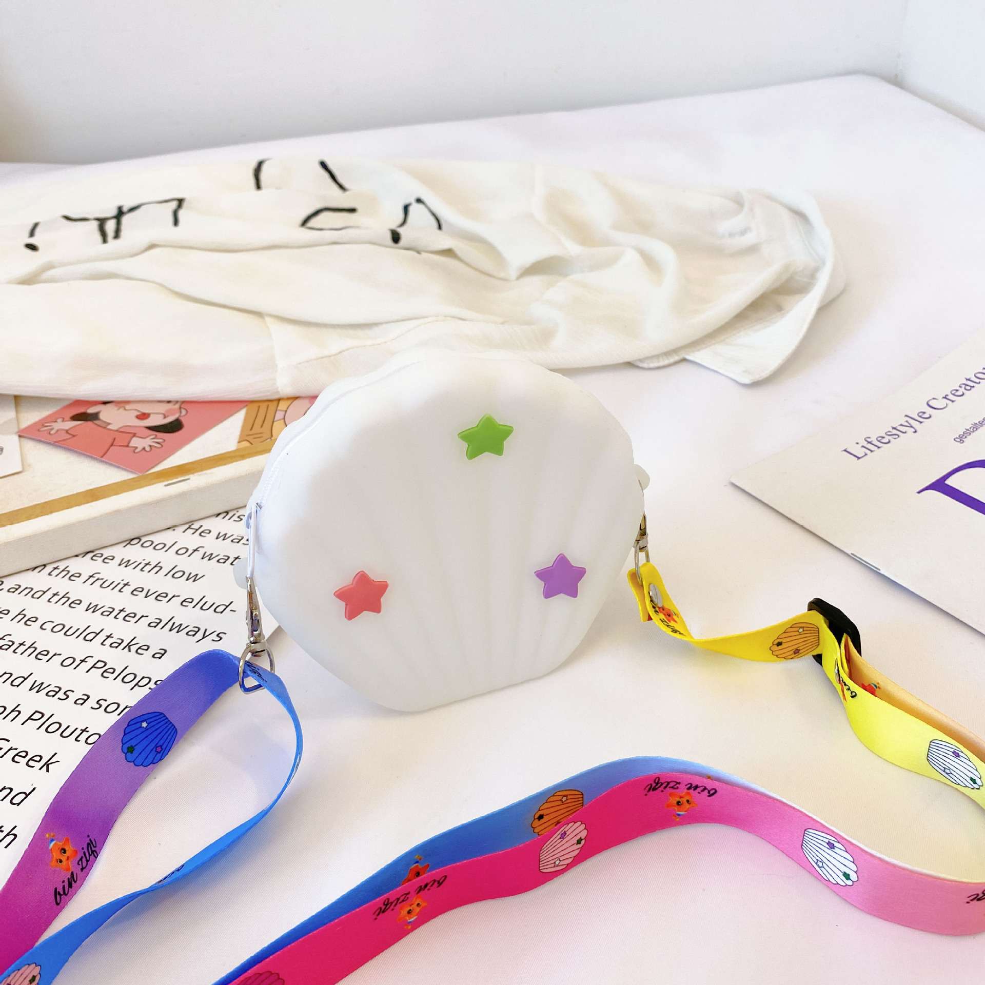 Children's Messenger Bag Silicone Five-Pointed Star Shell Accessory Bag