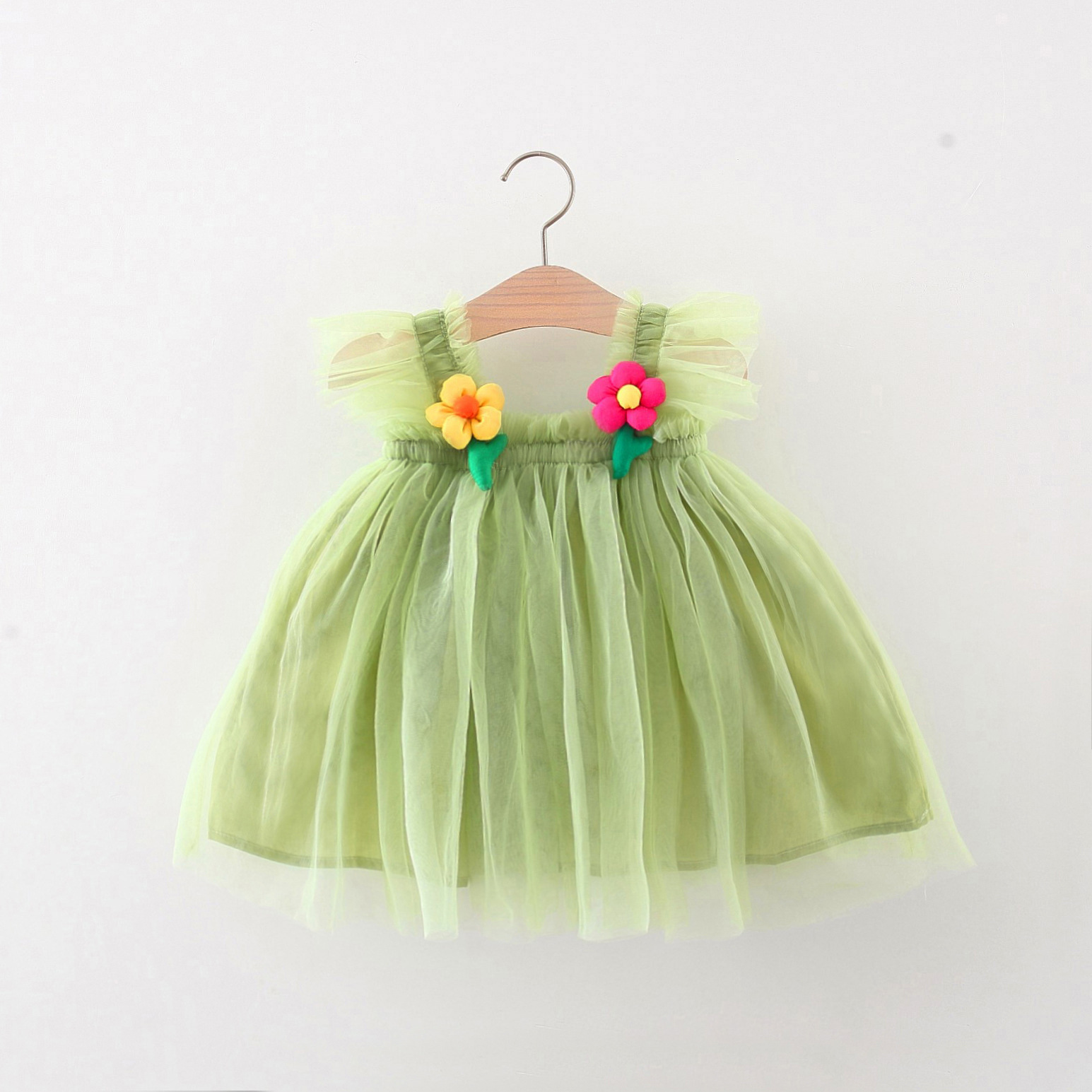 Flounced Sleeve Baby Girl Pettiskirt Princess Dress 9
